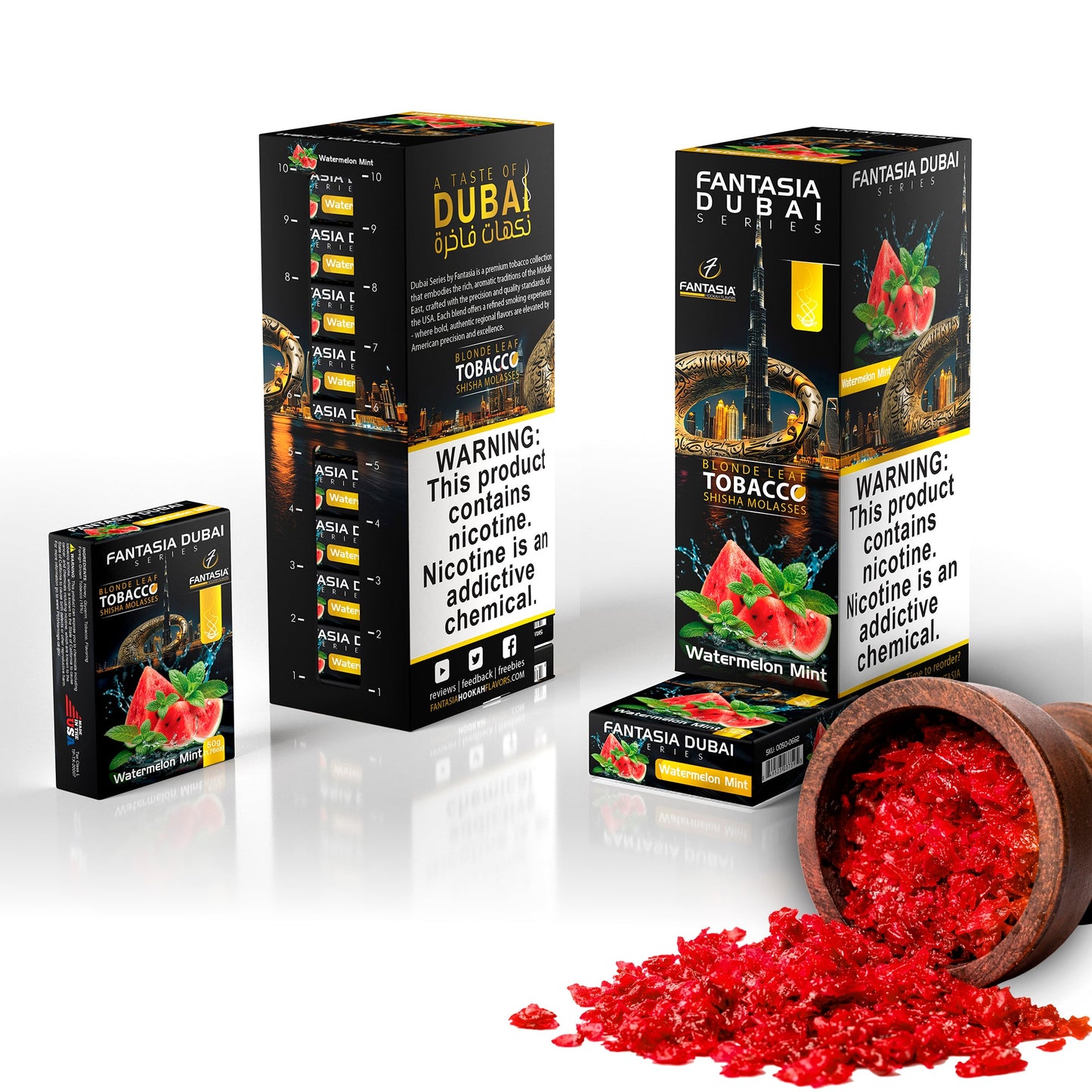 Fantasia DUBAI Hookah Shisha Tobacco 500g Display (10 X 50g Pack)