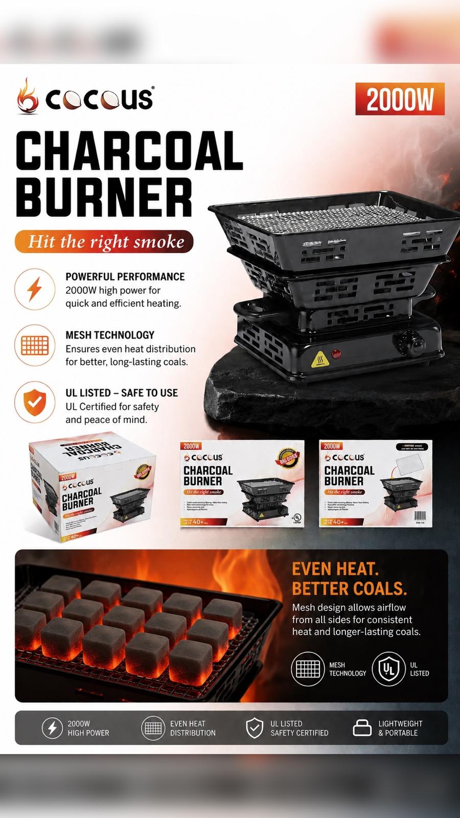 COCOUS Burner Mesh Tech 2000W